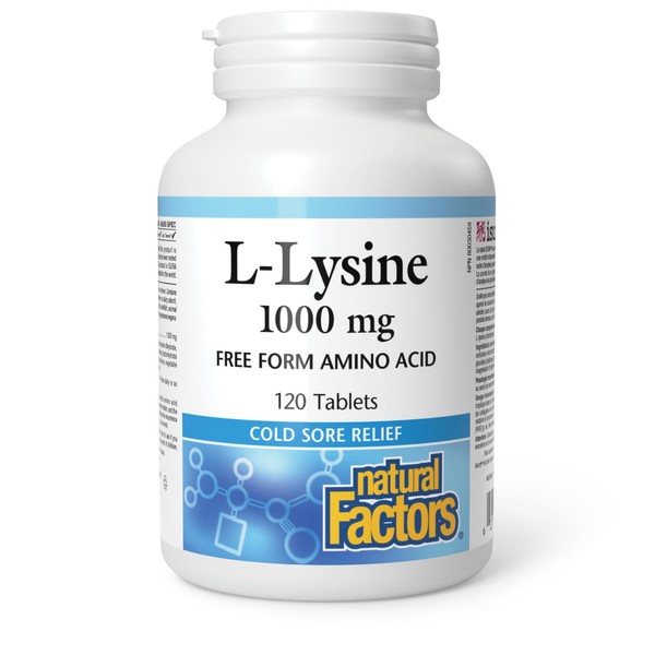Natural Factors L-Lysine 1000mg, 120 tablets, Double Strength Formula, Reduces