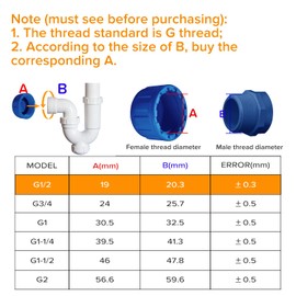 Lyeteung Lyeteung 6 Stücke G1/2 PVC-Gewindekappe, Verschraubung Kappe PVC Runder Innengewinde Schlauchverbinder, Rohrverschraubungskappe, mit Gummidichtung, für Abdichten von Verbindungen und Rohrenden, Blau