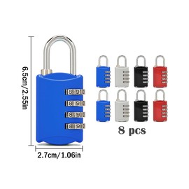 Kellegour 8 pieces combination lock 4 digit padlock with combination code, luggage lock, 4-digit locks, combination lock for suitcases, backpacks, trunk, purse, jewellery box