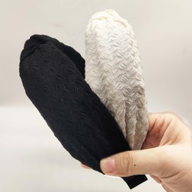 Le Trésor Knotted Headbands for Women, Non Slip Wide Head Band Fashion Head Bands Black White Headband Hair Accessories for Women Girl