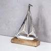 levandeo Sailing Boat Height 21 cm Metal Mango Wood Silver