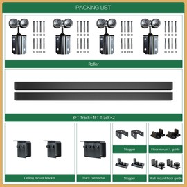 DIYHD 8FT Ceiling Mount Outdoor Double Sliding Barn Door Hardware,Heavy Duty Box Track Kit for Exterior Use,Max Load 300lbs,Fit 2 X 24in Doors (Hardware Only,No Door)