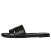 Cole Haan Women's Flynn Slotted Slides Flat Sandal, Black Leather,