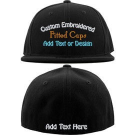 Custom Embroidered Fitted Hat Sizes from 6 7/8 to 8 1/4 (Fitted Black)