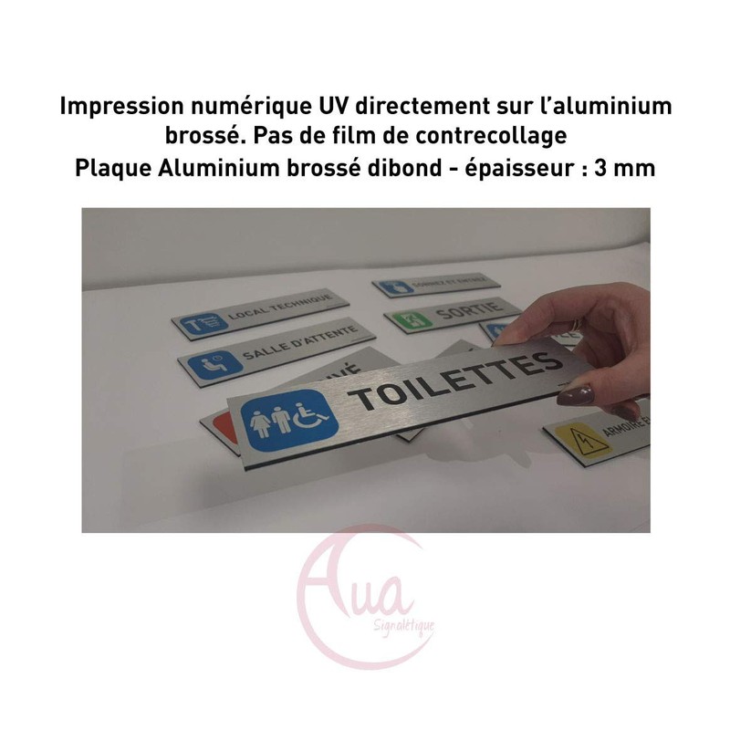 AUA SIGNALETIQUE - Plaque Aluminium brossé imprimé AluSign DARK -