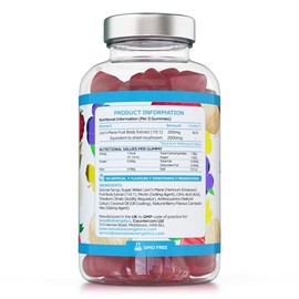 Lion's Mane Gummies 2000mg High Strength Mushroom Supplement - 60 Vegan Gummies Natural Berry Flavour - from Fruiting Body Extract - GMO Free - Made in the UK