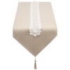 SANLEHAUSE Table Runner Beige 40 x 250 cm Linen ,Embroidered