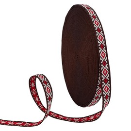 PH PandaHall 15.2 m Jacquard Ribbon 1 cm Embroidered Ribbon Rhombus Ethnic Boho Jacquard Trim Vintage Ribbon Retro Strap for Sewing Crafting Clothing Home Decor