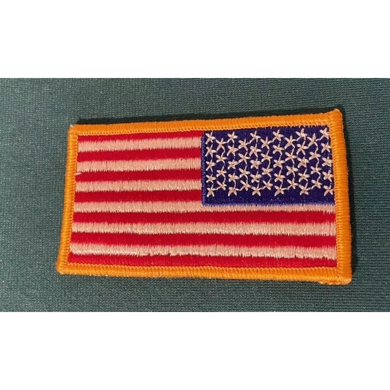 American Flag Right Sleeve Biker/Military Embroidered Patch W/ Gold Border
