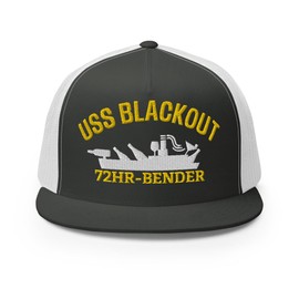 NG USS Blackout Embroidered Flat Bill Trucker Hat High Crown Adjustable Funny Captain Hat Party Cap