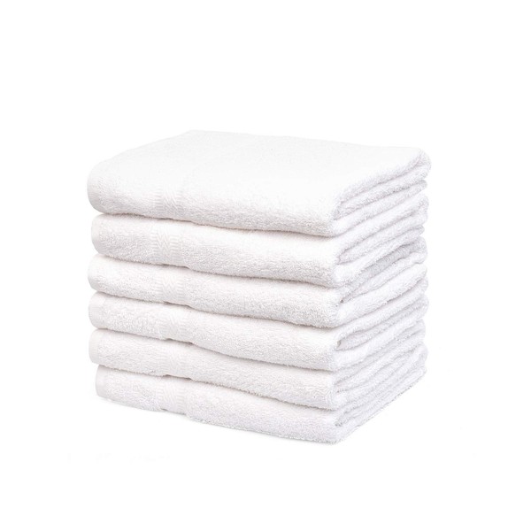 Linteum Textile 12 Piece Towel Set, 20x40 Inch, 100% Cotton Premium-Quality Hair Towels, Salon, Spa, Pool and Gym Towels 16s Ring Spun Quick Dry Fresh & Fluffy Absorbent and Plush, White