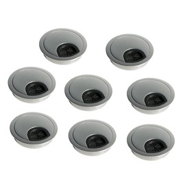 Emuca 5070864 Round built-in metal grommet for table/desk/worktop, Ø60mm, Matt chrome, Set of 8