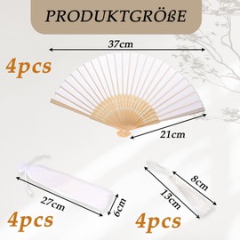 oooaooo Pack of 4 White Fans Wedding Hand Fan Sturdy, Fecher Summer Beautiful Hand Fan Small Suitable for Weddings Performances Dance Decorations and Daily Use