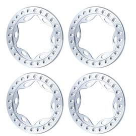 RCLIONS 4pcs Aluminum Alloy 1.9inch RC Beadlock Wheel Rim Replacement Ring for 1:10th RC Crawler Car 1.9" Wheels/Rims (Silver)