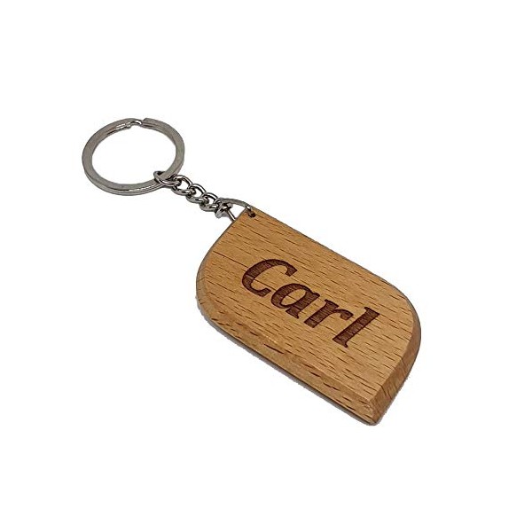 Carl Personalised Name Engraved Wooden Keyring Keychain Key Ring