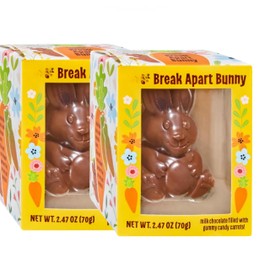 Break Apart Bunny Easter ChocolateBunnies(milk chocolate bunny filled with carrot-shaped gummy candies 2.47oz pack of 2