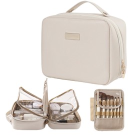VNIMTI Double Layer Cosmetic Bag, 24 cm - White, Classic