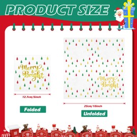 Geyoga 100 Pcs Christmas Cocktail Napkins Merry & Bright Beverage Napkins Funny Holiday Napkins for Dinner Christmas Party, 2 Ply, 5 x 5 Inch