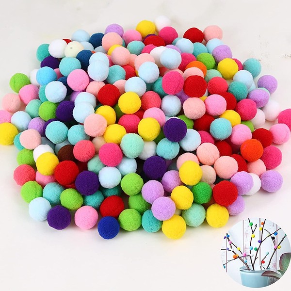 Pack of 500 Colourful Pompoms Probuk 10 mm Small Pompoms for Crafts, Mini Felt Balls Multicoloured Fluffy Balls DIY Creative Crafts for Party Decoration, Garlands, Tassels, Hair Accessories, Clothing