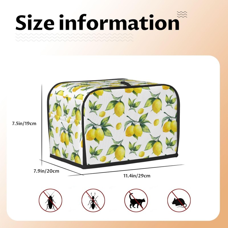 Fruits Yellow Lemon Toaster Cover 2 Slice Bread Maker Cover