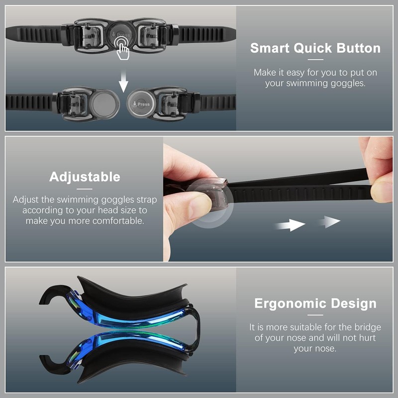 COOLOO Swim Goggles Men, 2 Pack Swimming Goggles for Women