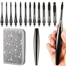 Svartur Interchangeable Crochet Hook Set with 12 Hooks – Ergonomic Crochet Hooks Large Handle, US Sizes E-4 to N-15 (3mm–10mm), Smooth & Lightweight, Crochet Kit with Storage Case, Black