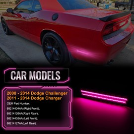 POPMOTORZ 2PCS Rear Fender Pink Purple LED Side Marker Lights Assembly Compatible With 2008-2014 Dodge Challenger, 2011-2014 Dodge Charger Rear Fender LED Bumper Side Marker Lights Lamps Smoked Lens