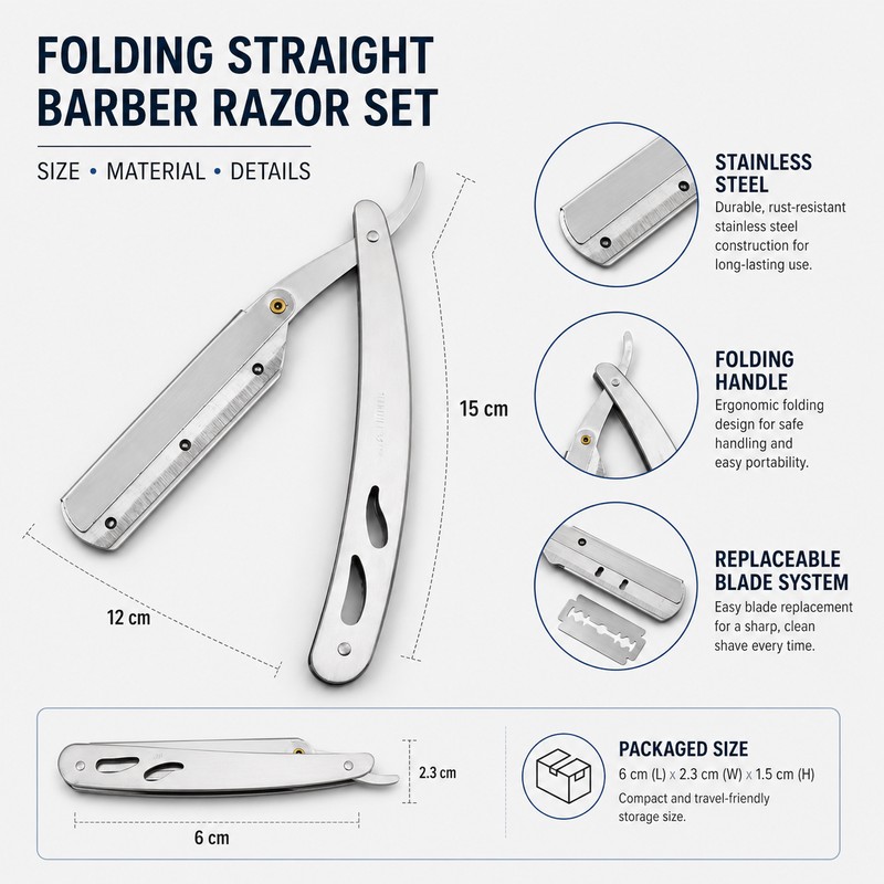 Folding Straight Razor for Men’s Grooming – Barber Edge Shaving