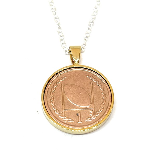 Solid Pendant Rugby Coin Gift Idea plus a Sterling Silver