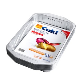 Cuki Aluminium Bowls - Ultra Kraft - With Handles - 6 Servings - Rectangular [RS86G] - Value Pack - Pack of 10