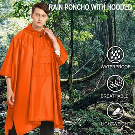 AIMLYXEE Waterproof Rain Poncho for Women -Lightweight Windproof Hooded Raincoat Reusable Rainwear for Hiking, Camping,Riding