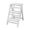 Hteedy Folding Step Ladder, White Folding Step Ladder 3-Layer Folding