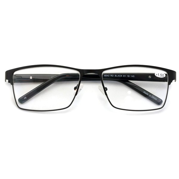 V.W.E. Men Premium Rectangle Metal with Plastic Temple Extra Large