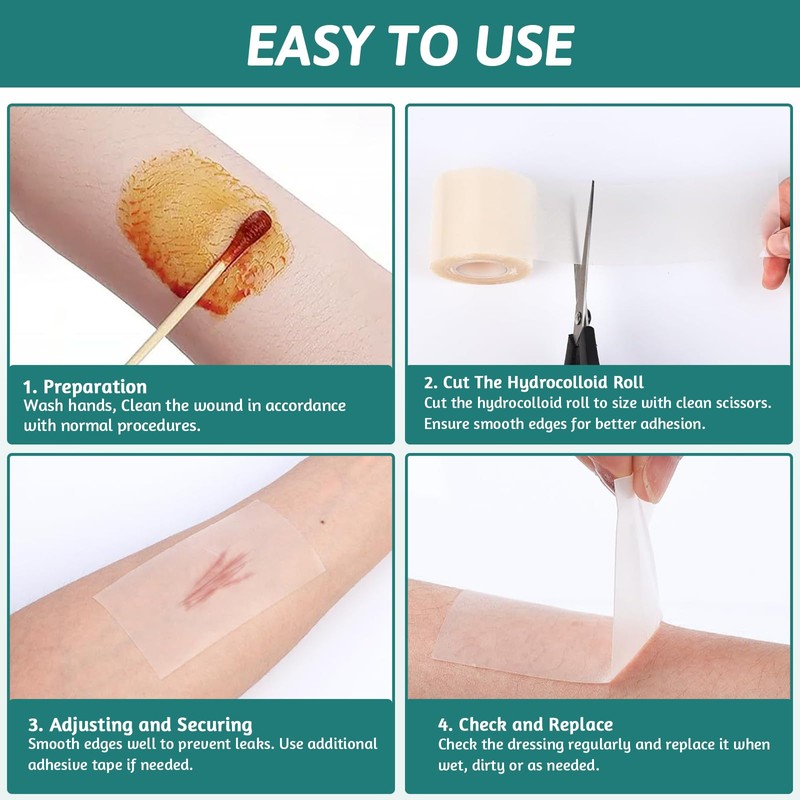 KutaKuta Hydrocolloid Roll 5M*5CM Cuttable Hydrocolloid Patches Bandages Flexible Hydrocolloid