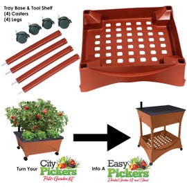 Emsco Group 2401D Includes Legs and Casters-Turns Raised Bed Garden Patio Pickers Stand Accessory Kit, Brown