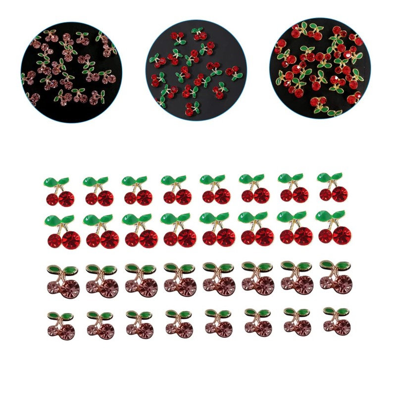 Abaodam 2sets Nail Pearls Gems DIY Charms for Women Cherry
