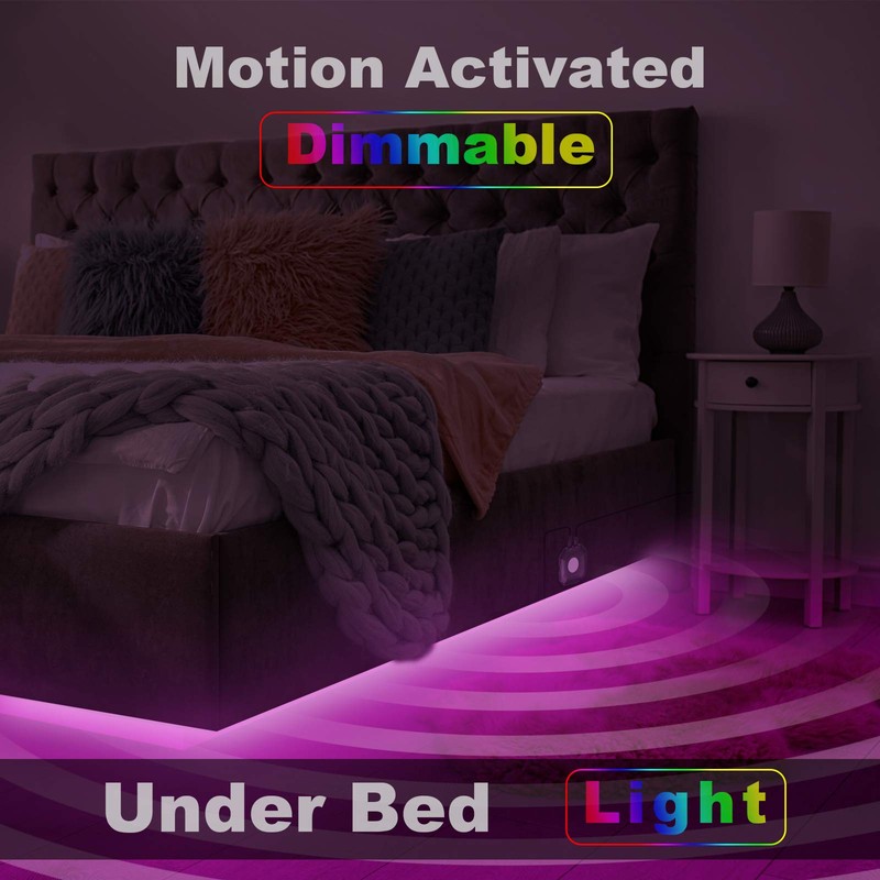 Motion Sensor Under Bed Lights,9.84FT Motion Sensor Strip Lights with