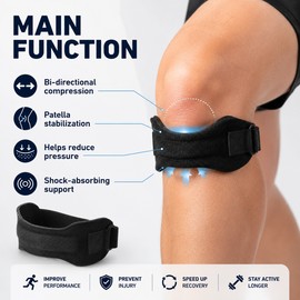 Patella Knee Strap for Sports Support – Adjustable Neoprene Compression Band with Silicone Pad for Running & Basketball