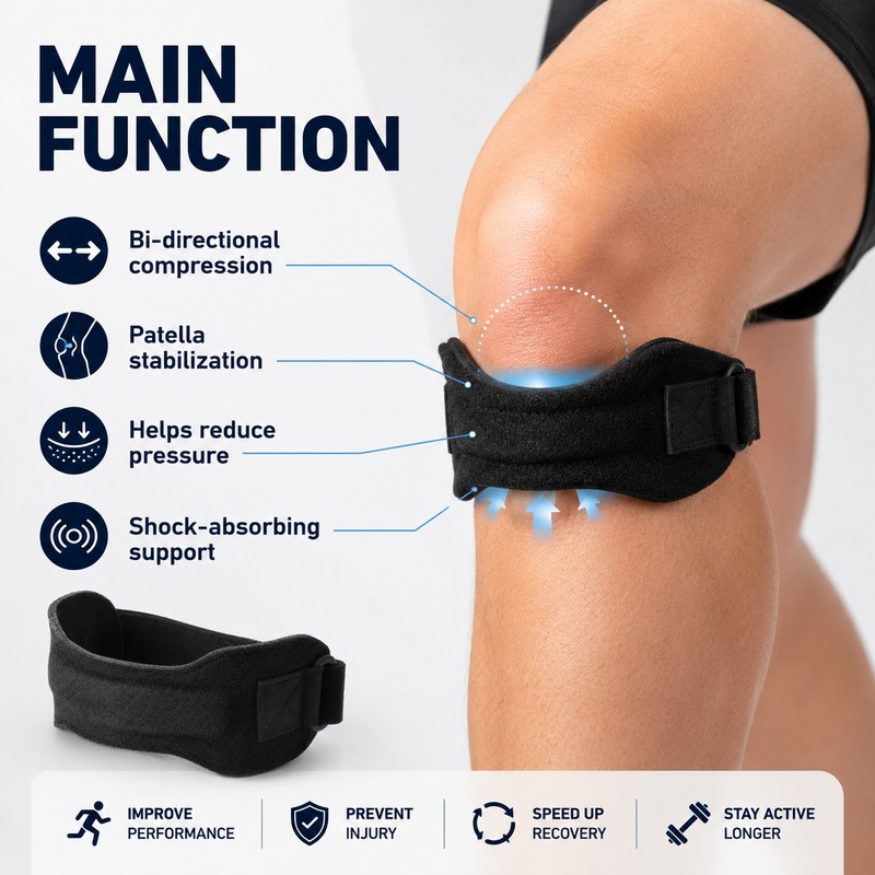 Patella Knee Strap for Sports Support – Adjustable Neoprene Compression