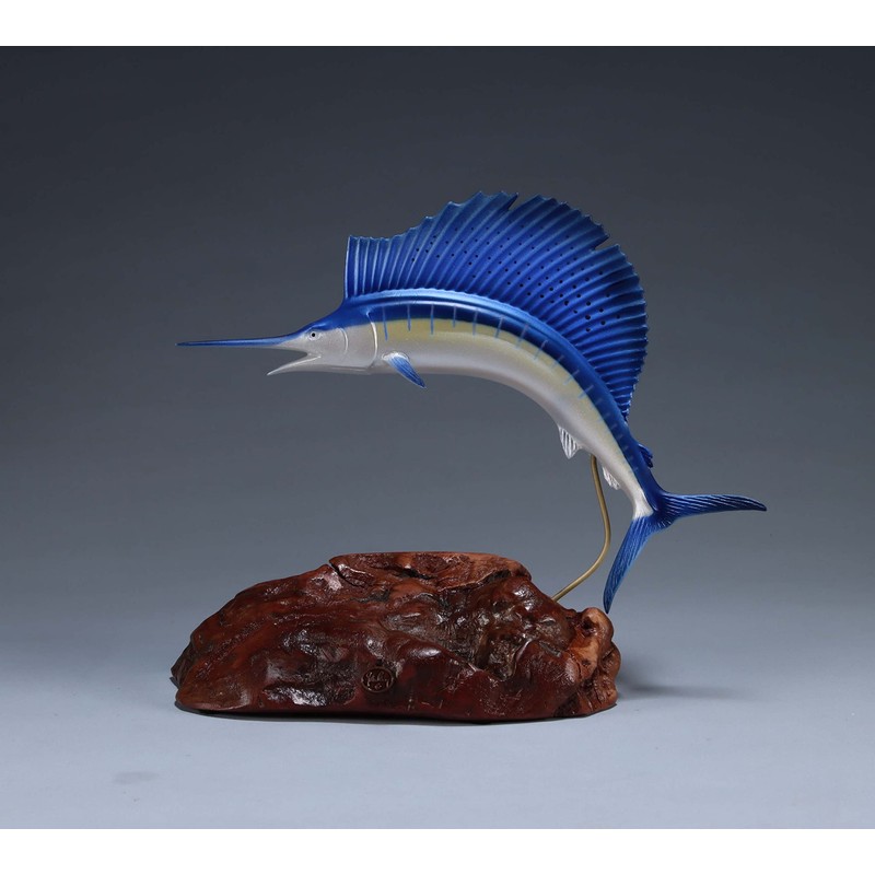 Sailfish Sculpture by John Perry Airbrushed Statue 10in Long