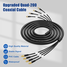 Boobrie 10ft Upgraded 4-in-1 Quad-200 SMA Male to SMA Female Coaxial Cable, Ultra Low Loss 4x4 MIMO Antenna Extension for 5G/4G Cellular Routers& Hotspots– Better Than Quad195