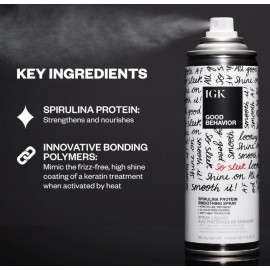 2 Pack IGK Good Behavior Spirulina Protein Smoothing Spray Size 5.6 Oz + 2.4 Oz