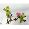 Pair of Frogs Artificial Stone Grass Green