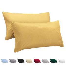 Twinzen Pillowcase, 40 x 80 cm, 100% Cotton Jersey, 150 g/m², Yellow, with Zip, OEKO-TEX Certified Pillow Cover, Ultra Soft and Breathable (Set of 2)