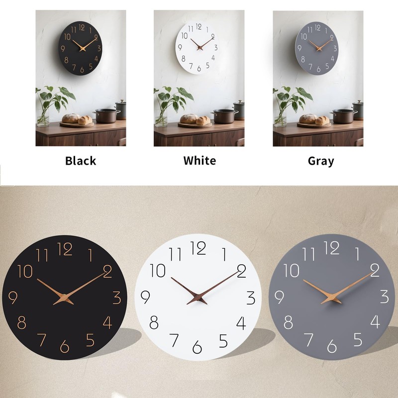 Mosewa Wall Clock Silent Non Ticking Decorative for Kitchen Bedroom