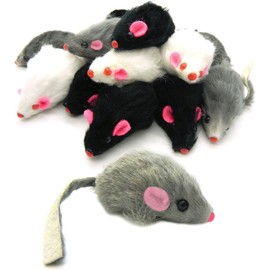 Labriciyon 5 Pcs Gray Fur Rattle Mouse Cat Toy Mice Animal Toy Pet Supplies Furry Play Combo - Cat Toy Mix