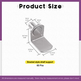 Swpeet 60pcs L Shelf Pins, 6mm Silver Support Pins Plated Steel Shelf Holder Pins Bracket Cabinet Clips Holder for Shelf Holes on Bookshelf, Cabinets and Entertainment Centers