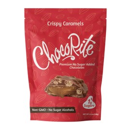 ChocoRite Milk Chocolate Crispy Caramels | No Added Sugar | Gluten Free, Soy Free, Non-GMO | No Sugar Alcohols | Pack of 6 Pouches