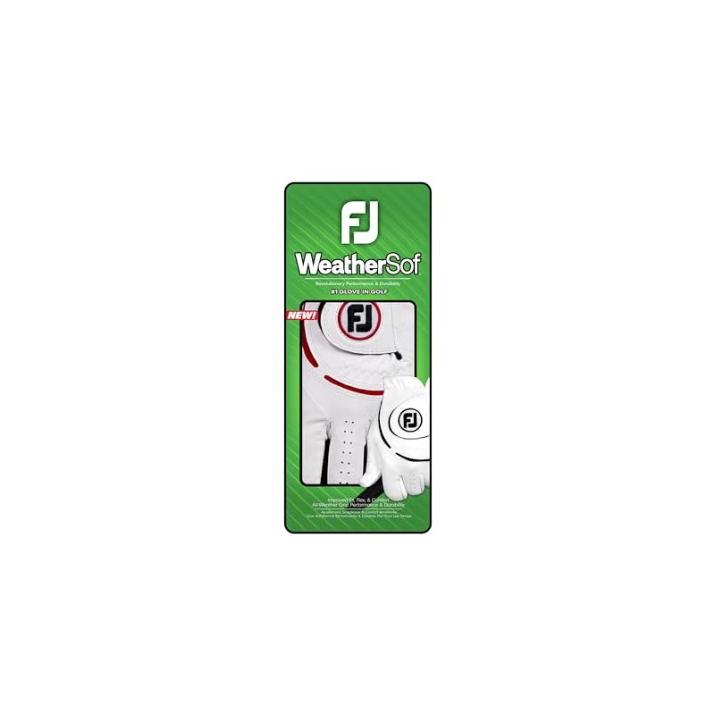 FootJoy WeatherSof Men's Golf Glove, White/Red