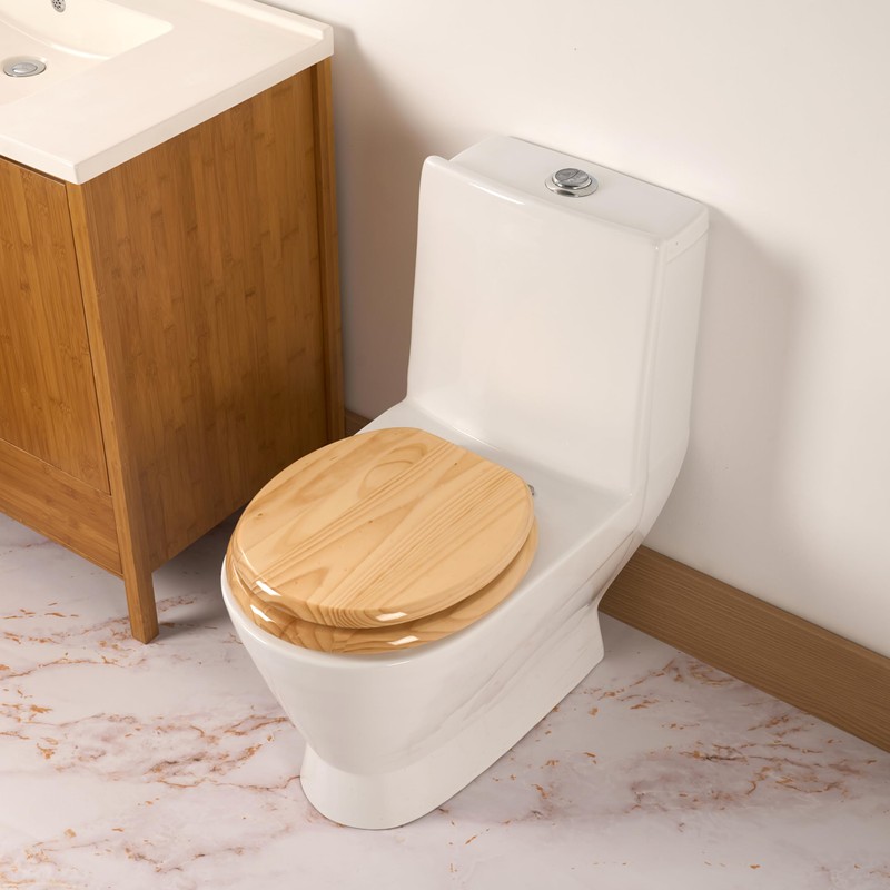 Toilet Seat, Solid Wood, Pine Wood, High Gloss Finish, PIKLiDS